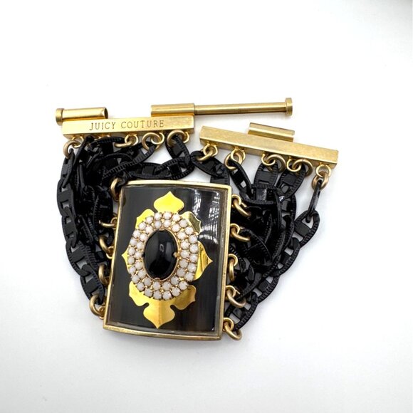 Rare Vintage Juicy Couture Black & Gold Bracelet with Pull Pin Closure - Picture 4 of 16